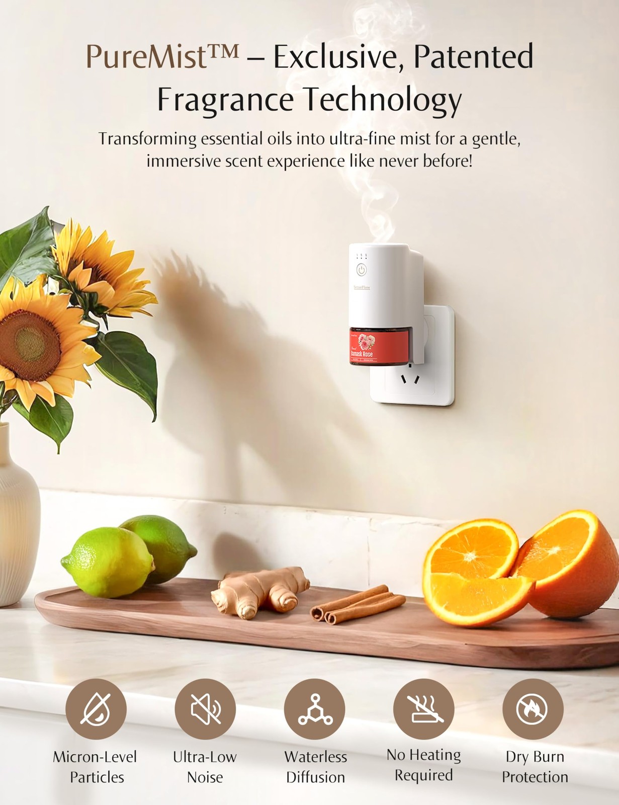 Senseflow Essential Oil Diffuser For Home Smart Waterless Aromatherapy Diffuser
