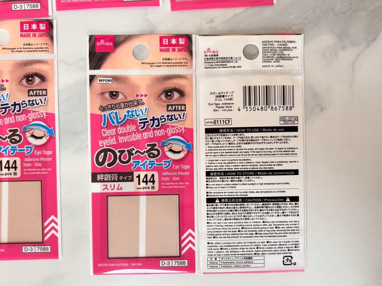 10 Packs DAISO Double Eyelid Eye Tape Slim 144pcs Invisible Made in Japan