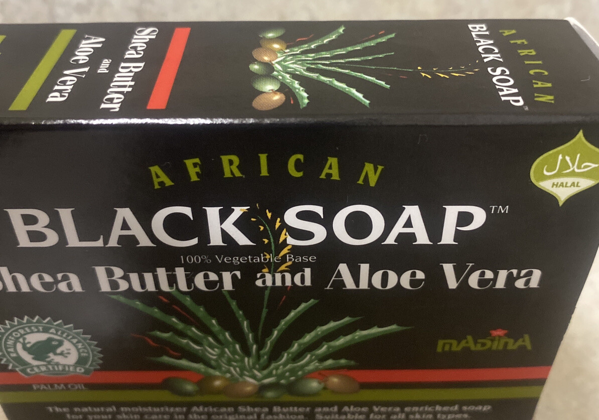 ORIGINAL Madina African BLACK SOAP SHEA BUTTER and ALOE VERA (1 Bar)