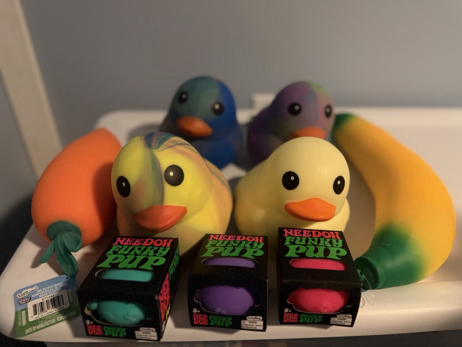 NeeDoh, Squeeze Toy Lot Multicolor Ducks, Carrot, Banana, Pups