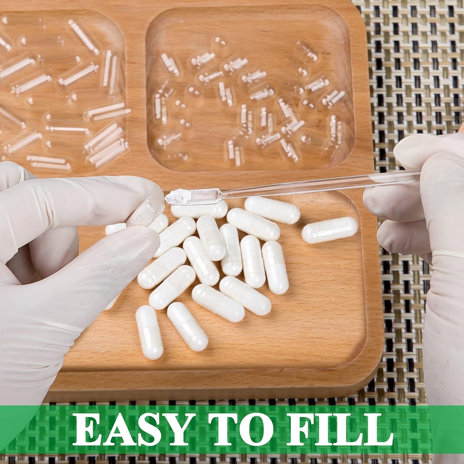 Size 00 Empty Capsules 1000 Count Gelatin Separated Clear for DIY Filling
