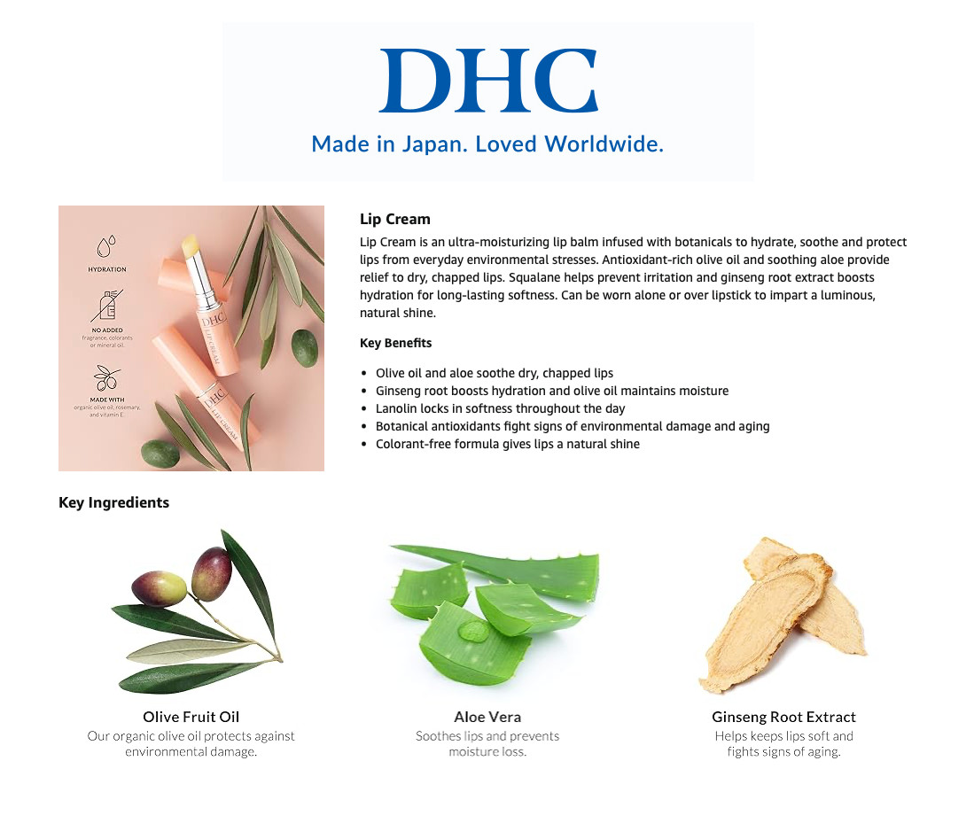 DHC Lip Cream Moisturizing Treatment Balm (Made in Japan)