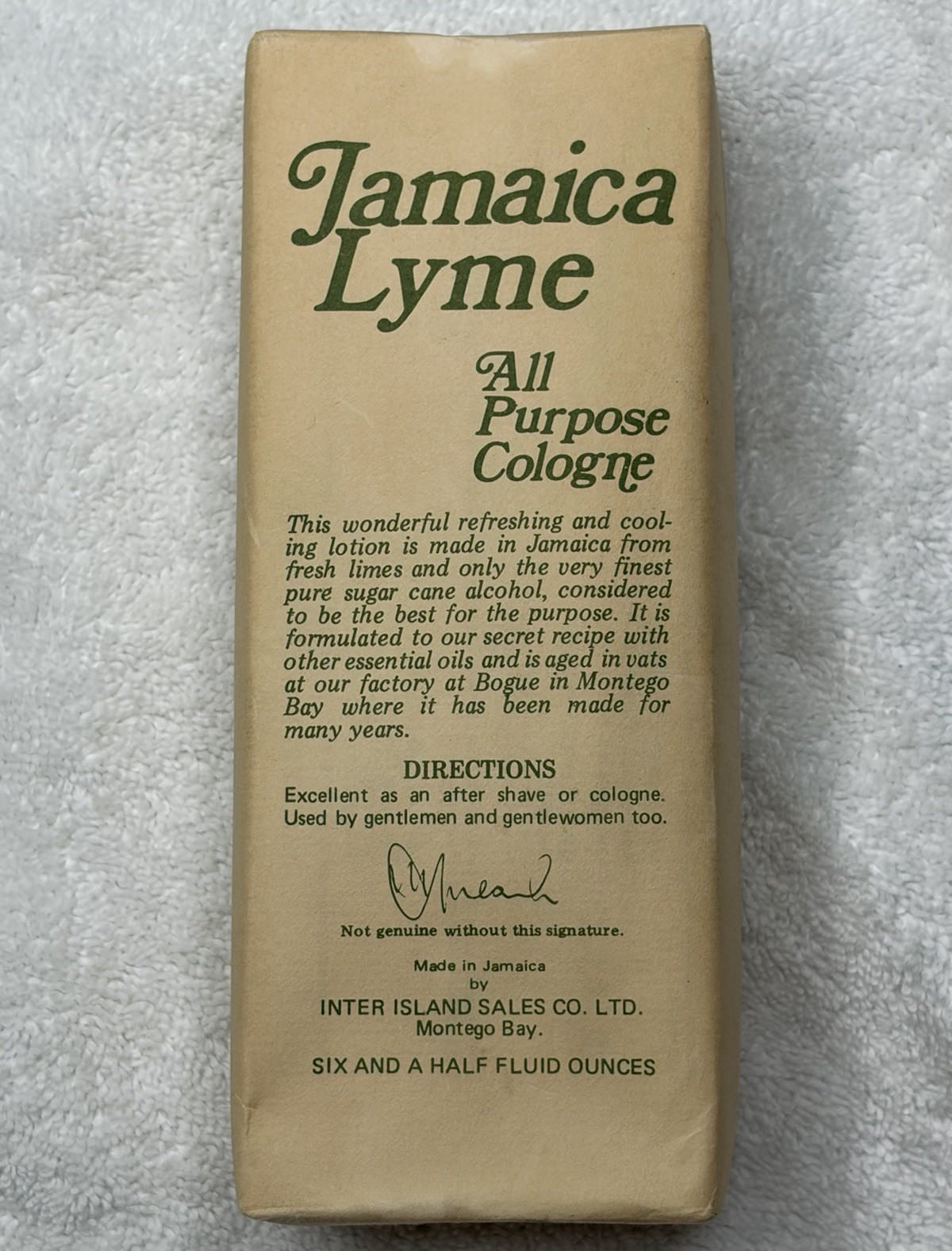 Vintage Jamaica Lyme All Purpose Cologne Sealed In Box 6.5 oz Inter Island Sale