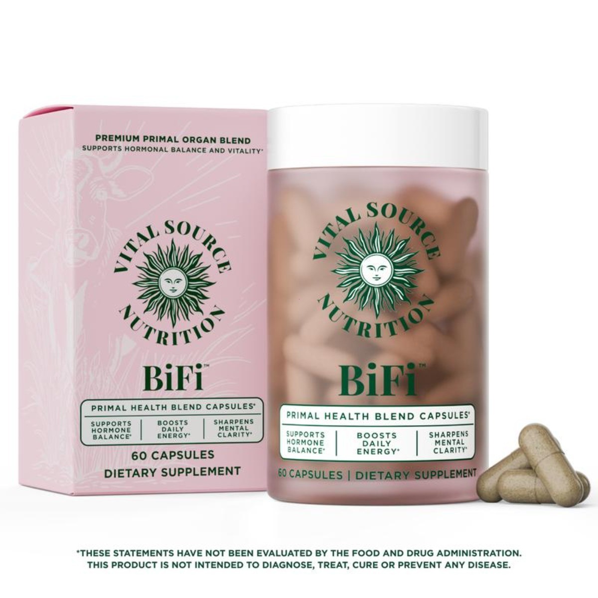 BiFi Primal Health Blend Bovine Organ Supplement Hormone & Energy Support 60ct