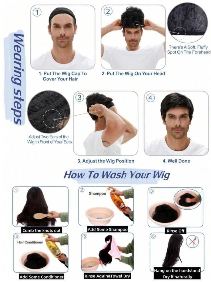 Men’s 11in Blonde Ombre Straight Wig for Cosplay Heat Resistant Synthetic Party