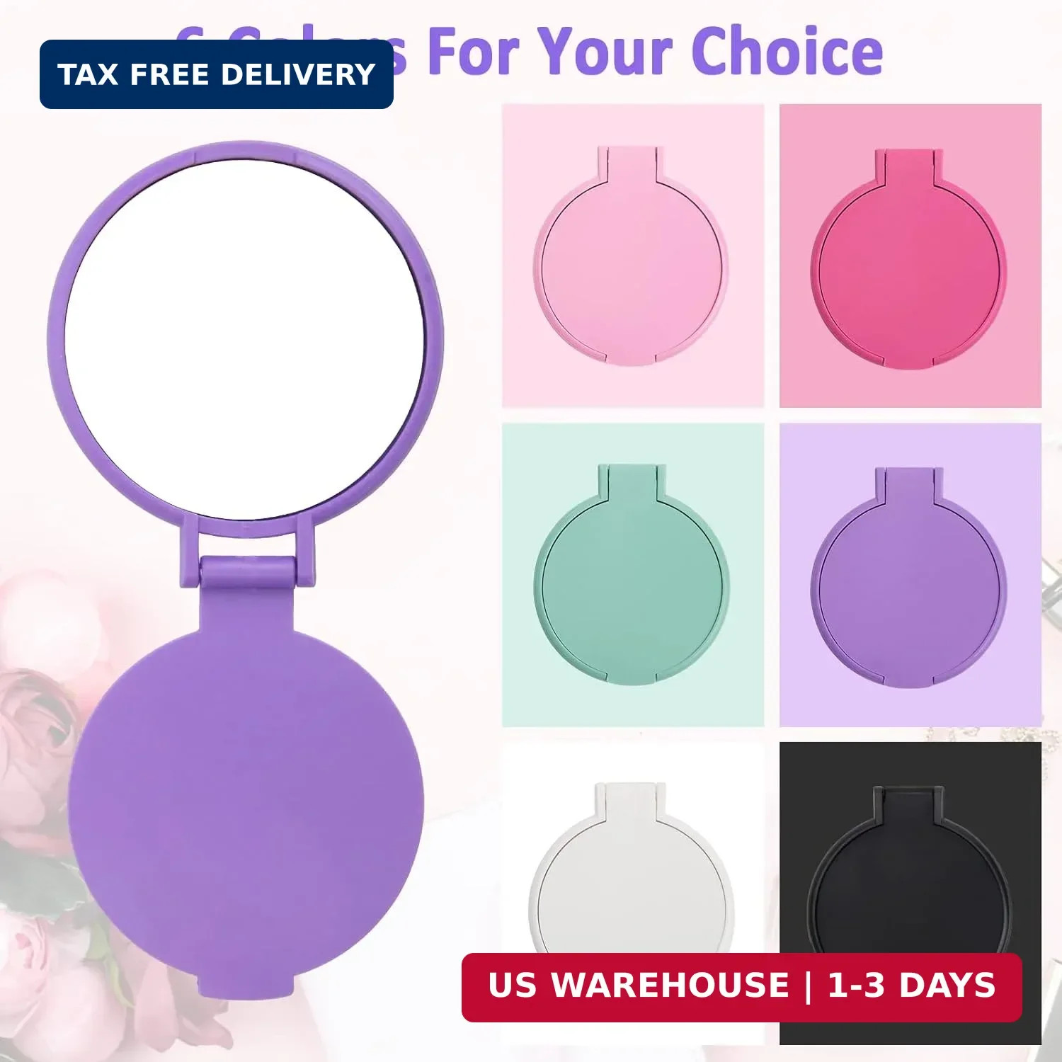 Windspeed 12 Pcs Mini Folding Mirror Round Compact, 2.4 in Small Portable Travel