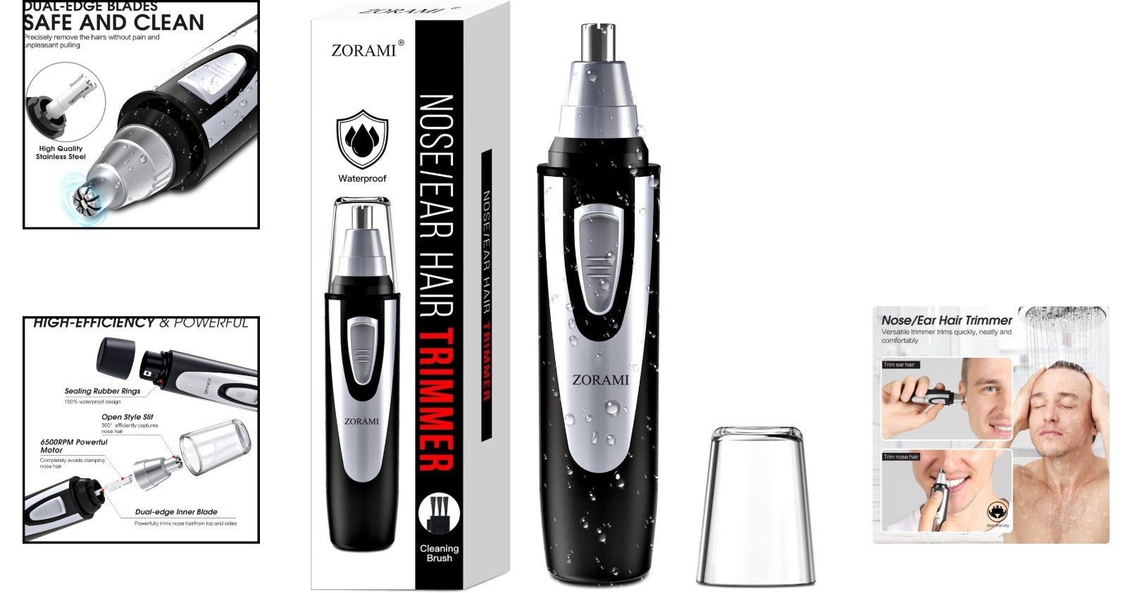 Effortless Grooming with Waterproof Nose & Eyebrow Trimmer – 30-Day Money-Back