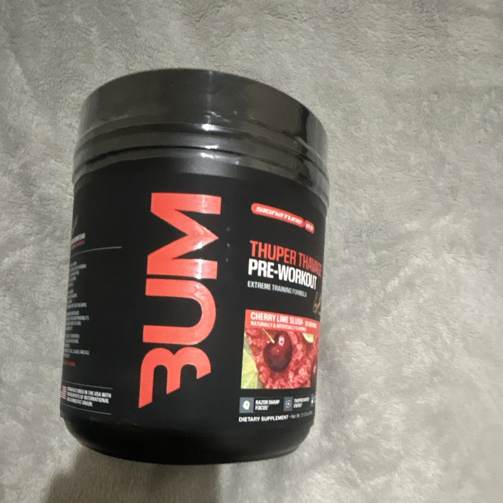 BUM Thuper Thavage Pre-Workout Powder, Cherry Lime Slush, Gym & Training 21.23oz