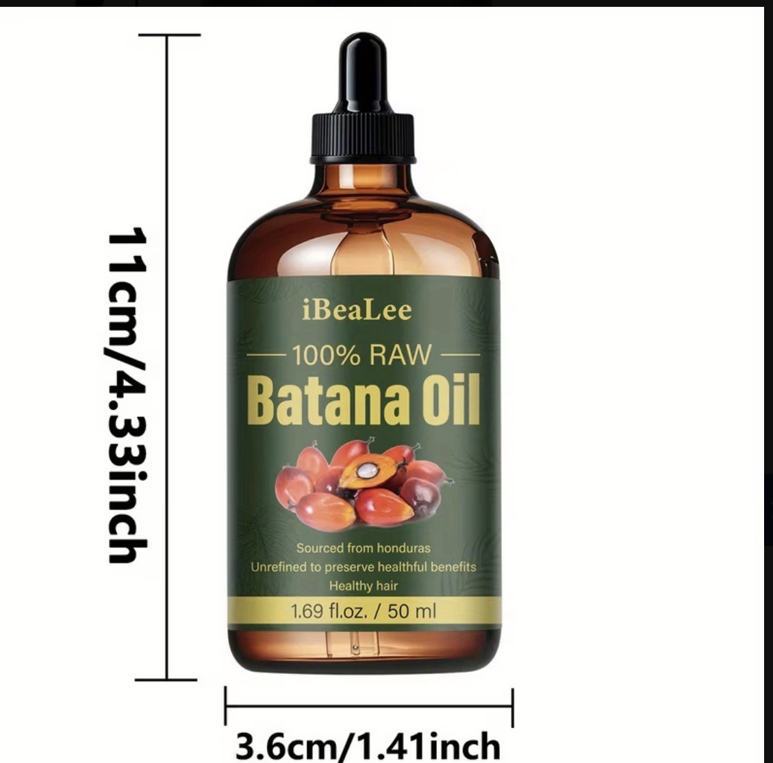 iBeaLee Raw Unrefined Batana Hair Oil, Moisturizing Smoothing, 1.69 fl oz