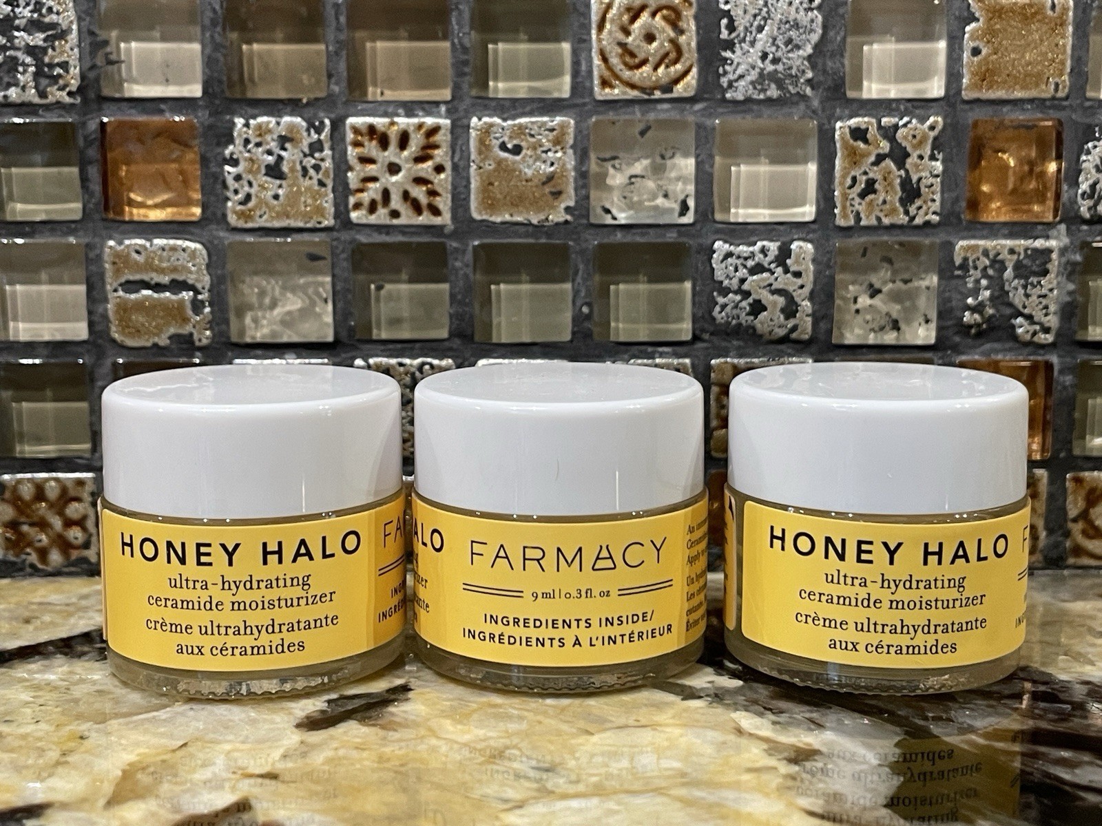 Bundle 3 FARMACY HONEY HALO ULTRA HYDRATING CERAMIDE MOISTURIZER 0.3oz ea- 0.9oz