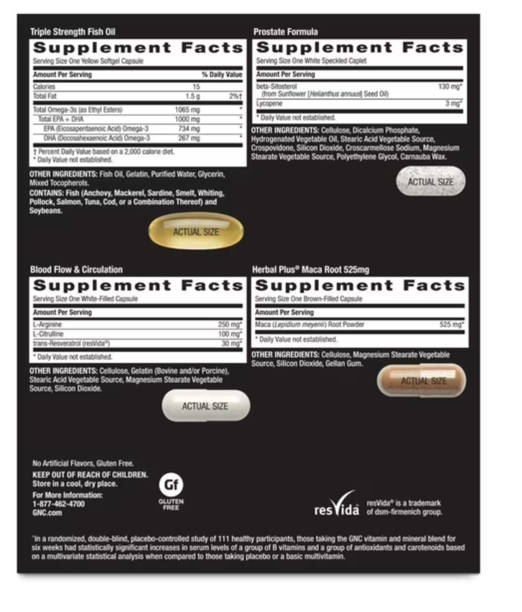 GNC Mega Men Vitapak Men’s Wellness Supplement Daily Packs 30 Count
