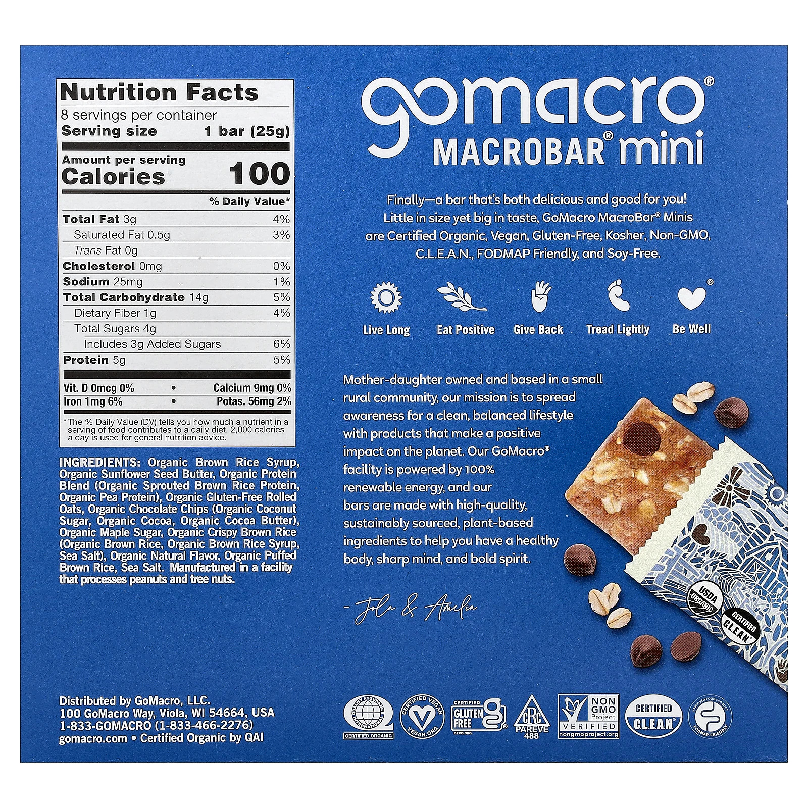 MacroBar® Mini, Oatmeal Chocolate Chip, 8 Bars, 0.9 oz (25 g) Each