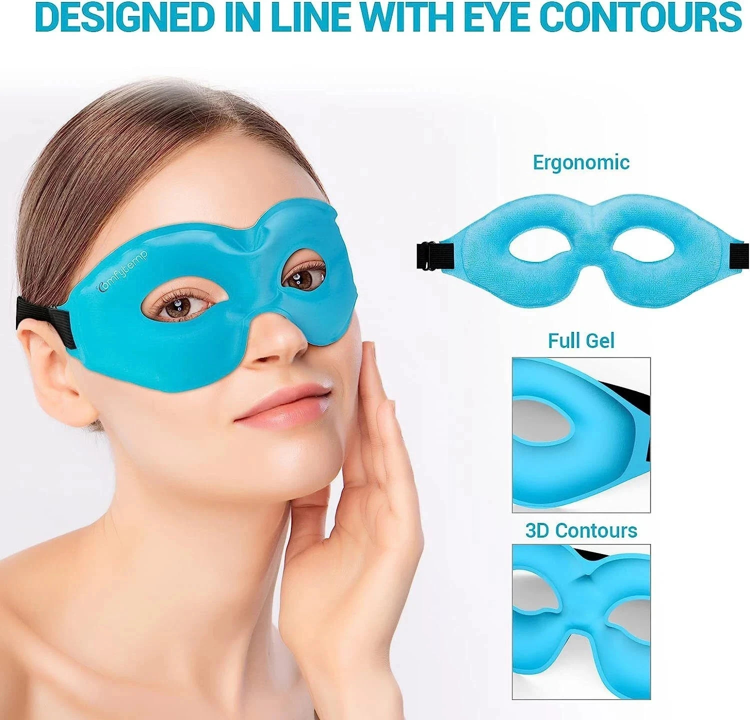 Cold Gel Eye Mask, Cooling Eye Ice Pack for Puffiness, Reusable Cold Compress Sl