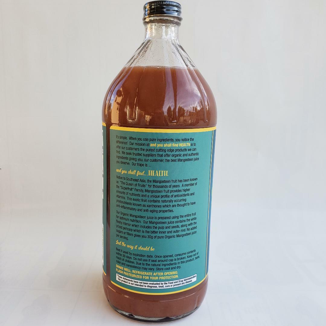 100 % ORGANIC Pure ONLY MANGOSTEEN Super Juice 32oz GLASS Bottle 30mg Pericarp