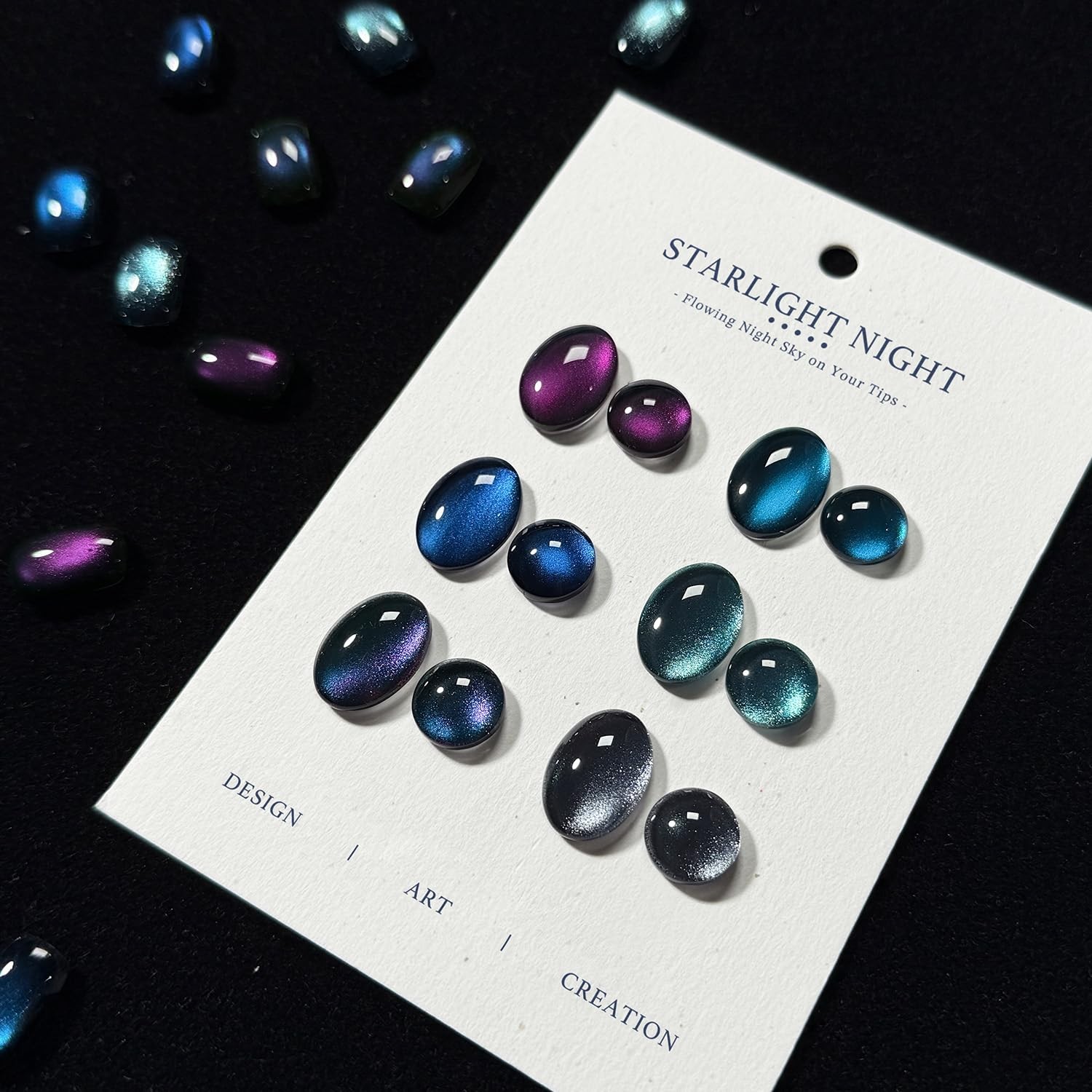 GAOY Glitter Cat Eye Gel Nail Polish Set with Magnet, 6 Colors Purple Blue Black