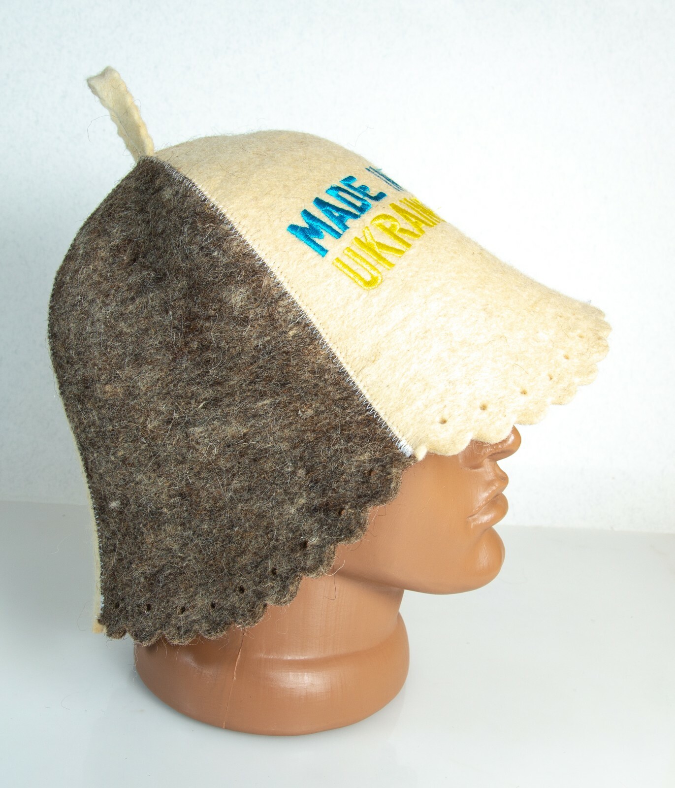Sauna hat for ukrainian men women Made in Ukraine Blue Yellow Banya Wool felt