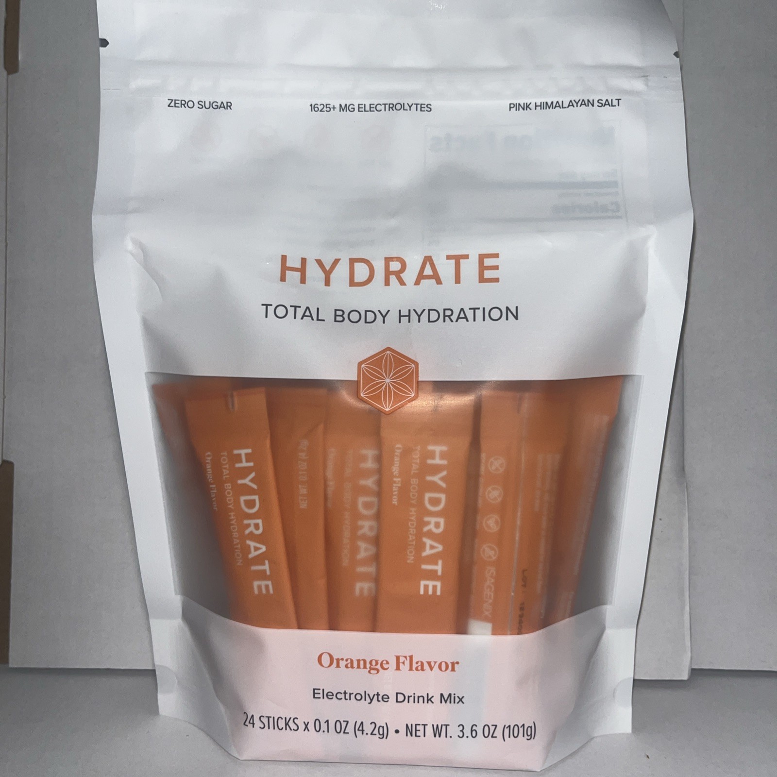 Isagenix New Hydrate Electrolytes Drink Mix 24 Sticks X 0.1oz Orange Flavor