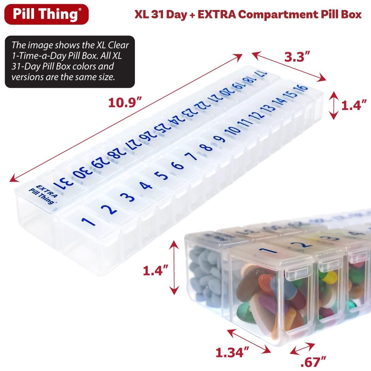 XL Monthly Pill Organizer Set – 31 Day AM/PM Medication Planner – 2 Clear Boxes