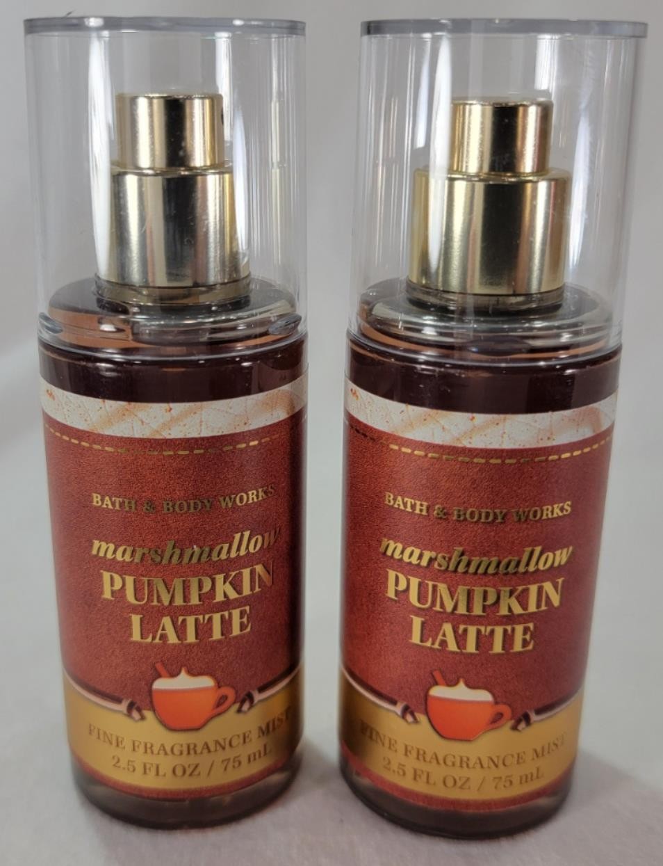 Bath Body Works MARSHMALLOW PUMPKIN LATTE Fine Fragrance Mist 2.5 oz Travel x2