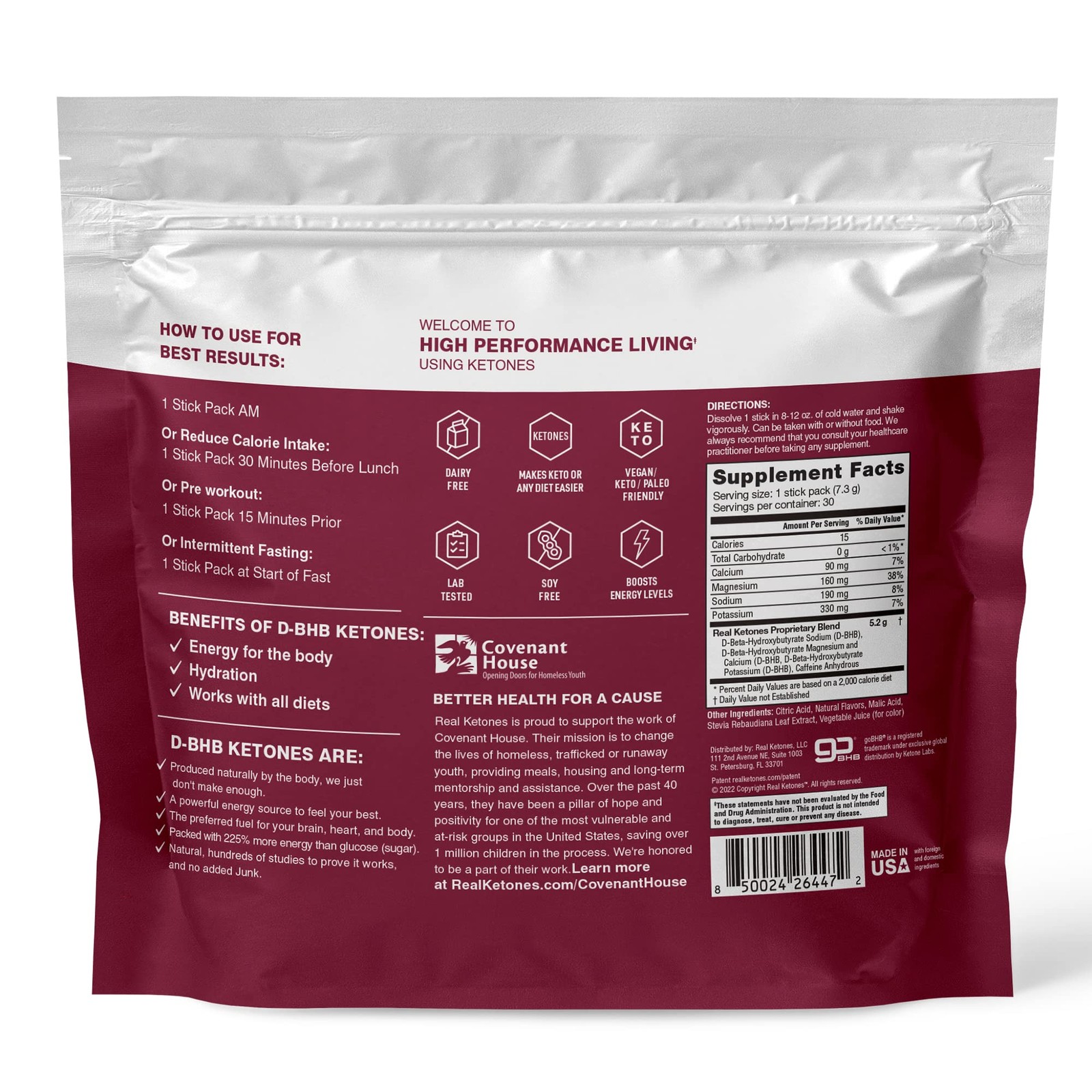 BHB Keto Drink Mix – Exogenous Ketones, Electrolytes, No Sugar, 30 Packets