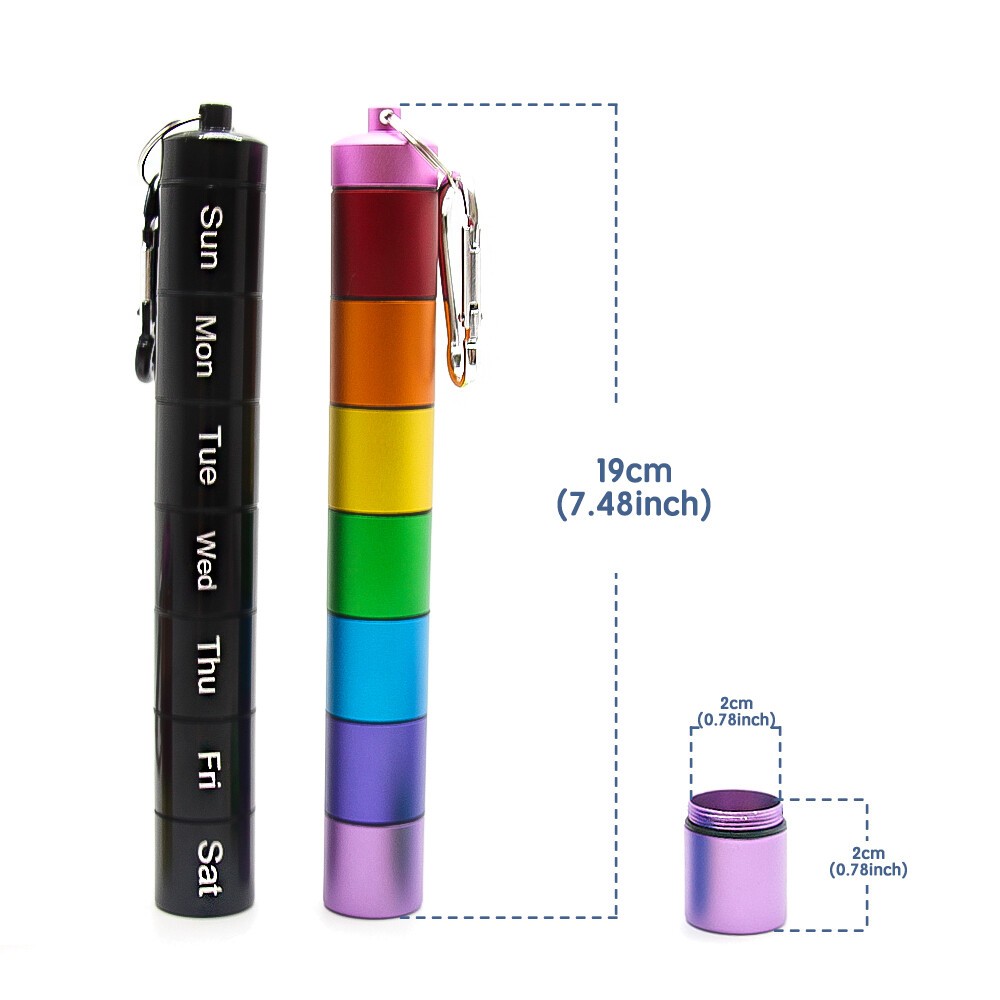 7 days Pill Box Metal Medicine Bottle Drug Holder Pill Container Case Keychain