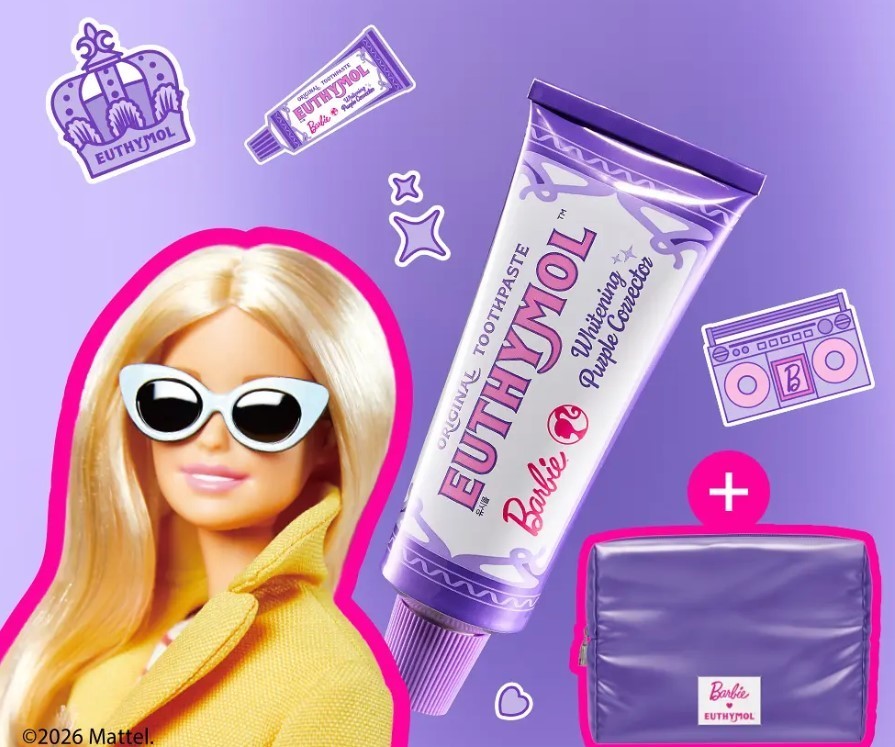 Euthymol x Barbie Purple Whitening Toothpaste 106g + Glow Pouch Limited