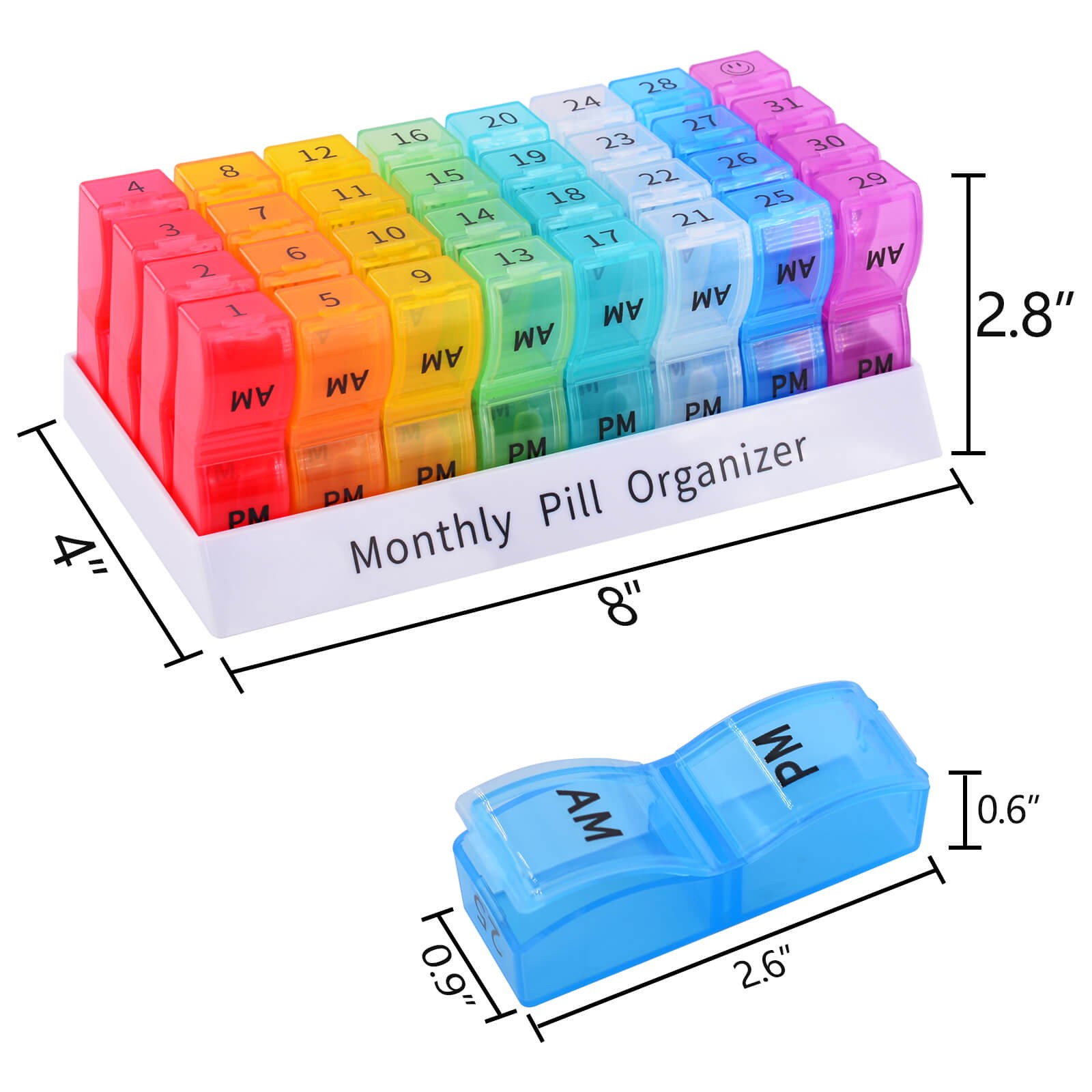 Monthly AM PM Pill Organizer 30 Days 2 Times a Day BPA Free Portable Pill Box ×1