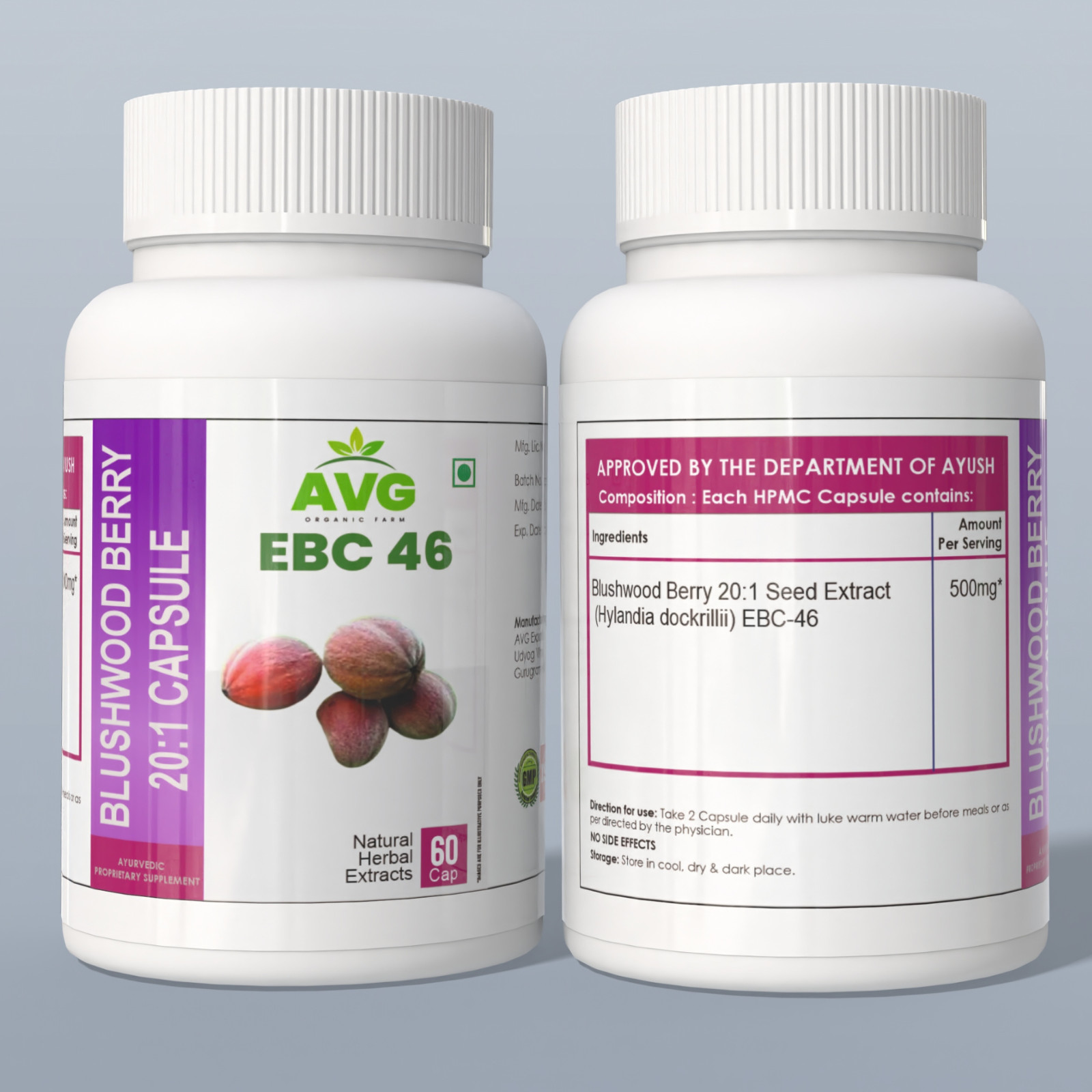 2 Pack Blushwood berry 20:1 Extract ebc 46 120 Capsule EXP JAN 2028,,,