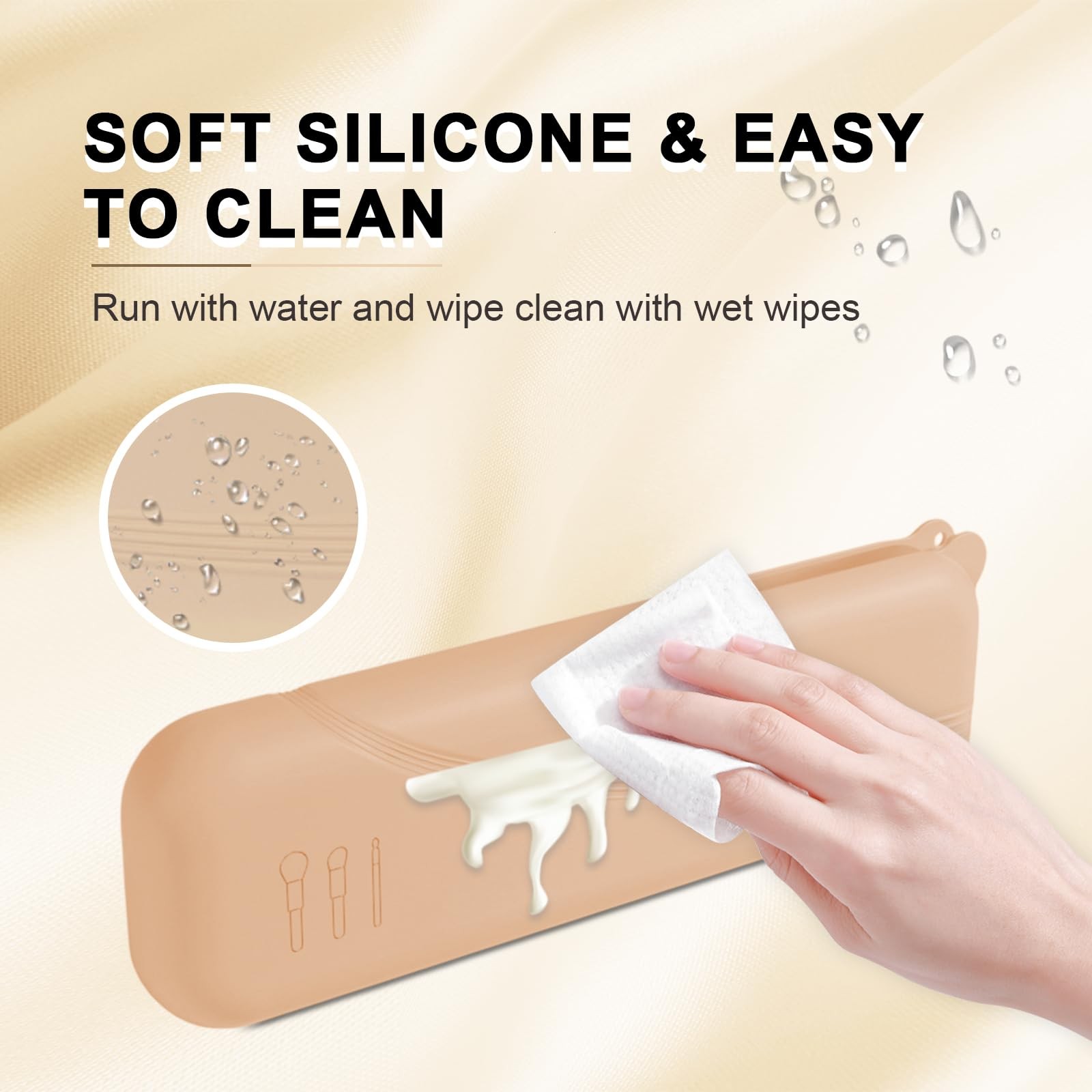 Silicone Makeup Brush Holder Dust-proof Soft Makeup Organizer