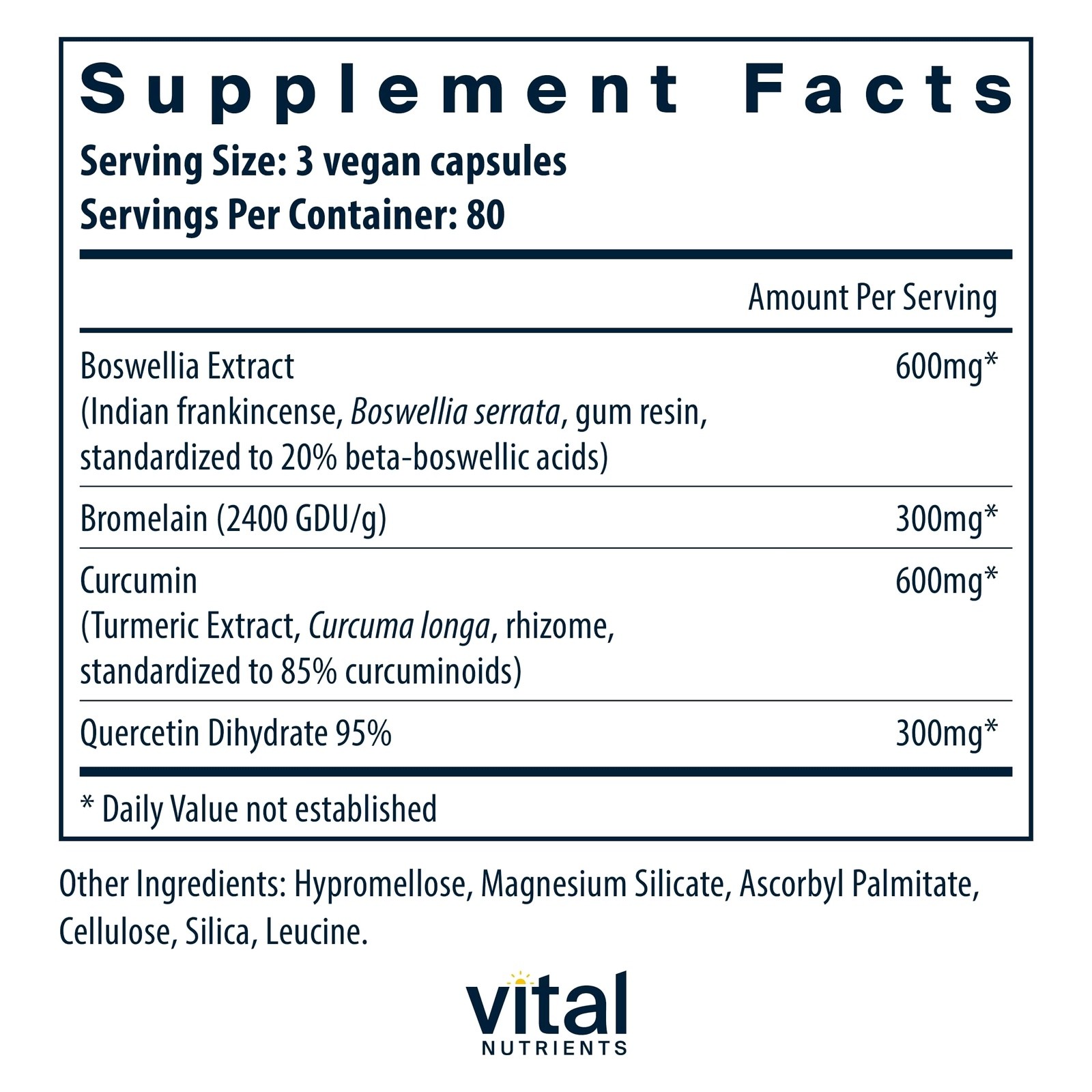 Vital Nutrients BCQ Joint Support Vegan Supplement 240 Capsules 240 Caps-07/28