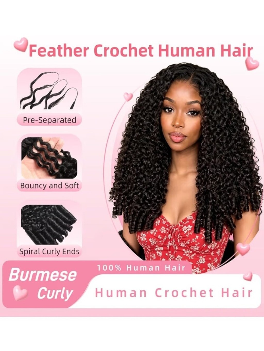 Burmese Curly Crochet Human Hair 16″ 60g