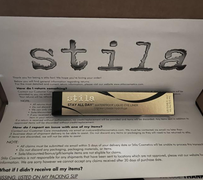 Authentic stila Stay All Day Waterproof Liquid Eye Liner 2 SHADES,0.016oz/0.5mL