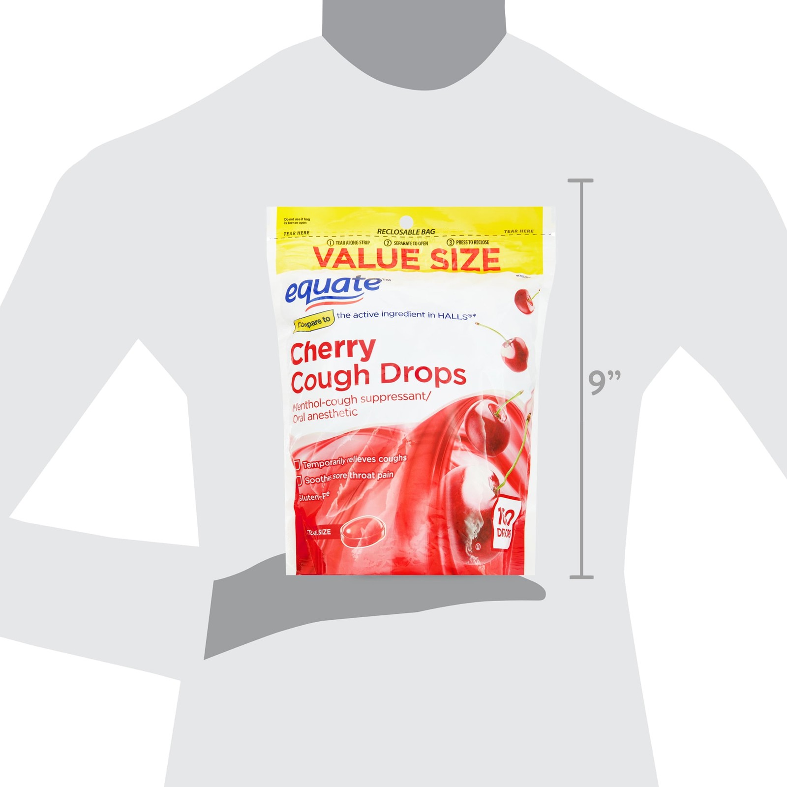 Equate Sore Throat & Cough Relief Menthol Cough Drops, Cherry Flavor, 160 Count