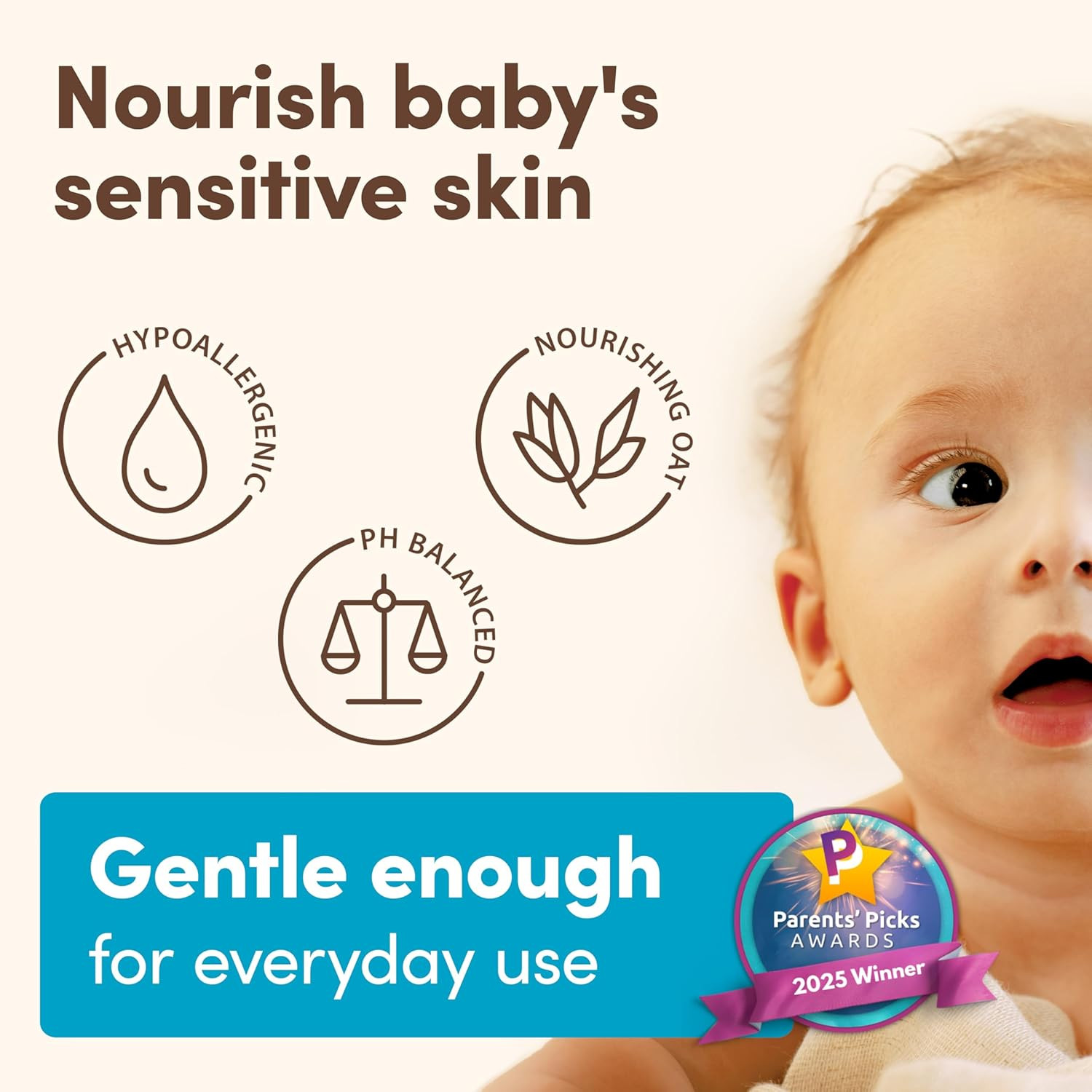 Baby Daily Moisture Body Lotion For Sensitive Skin Hypoallergenic 18 Fl. Oz New
