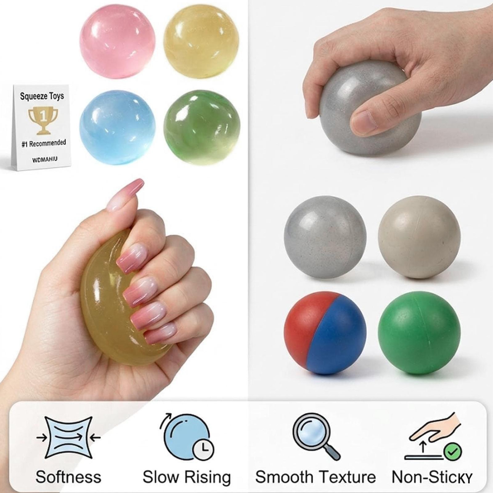 Handmade Coconut Oil Squishy Ball, 2.4 In Super High Moldable Stress Ball, Soft