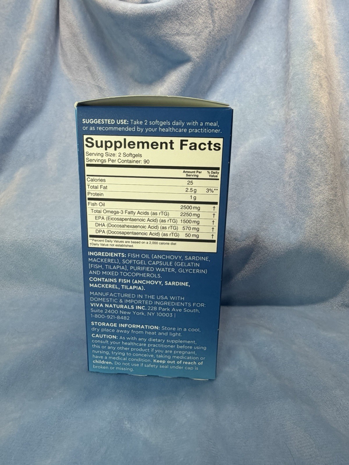Viva Naturals Triple Strength Omega 3 Fish Oil 2500 mg High Potency 180 Softgels