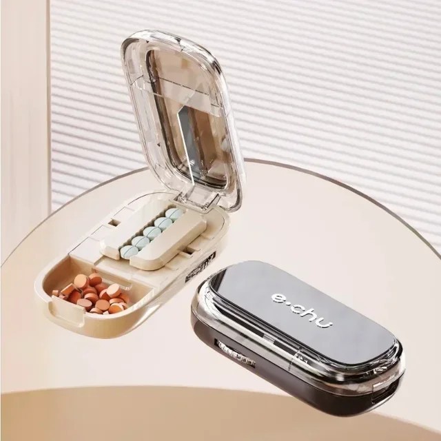 Adjustable Precise Pill Cutter Storage Box Portable Drug Tablet Medicine Dust US