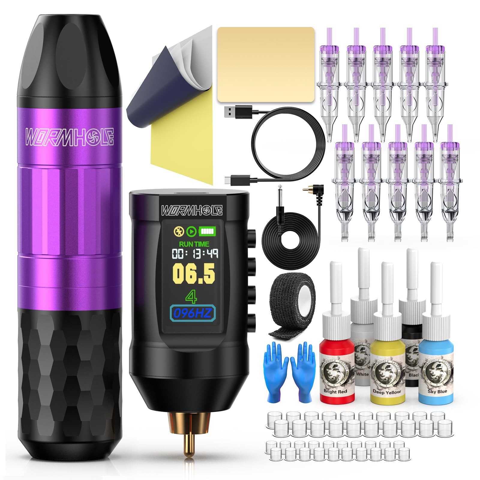 Wormhole Tattoo 1,800mAh Tattoo Battery Tattoo Gun Kit Wireless Tattoo Machin…