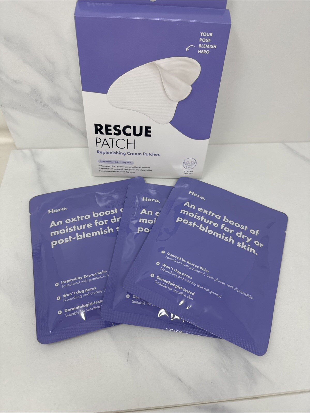 Hero Rescue Replenishing Cream Patches 6 Count. Post-blemish Skin. Exp 04/2026.