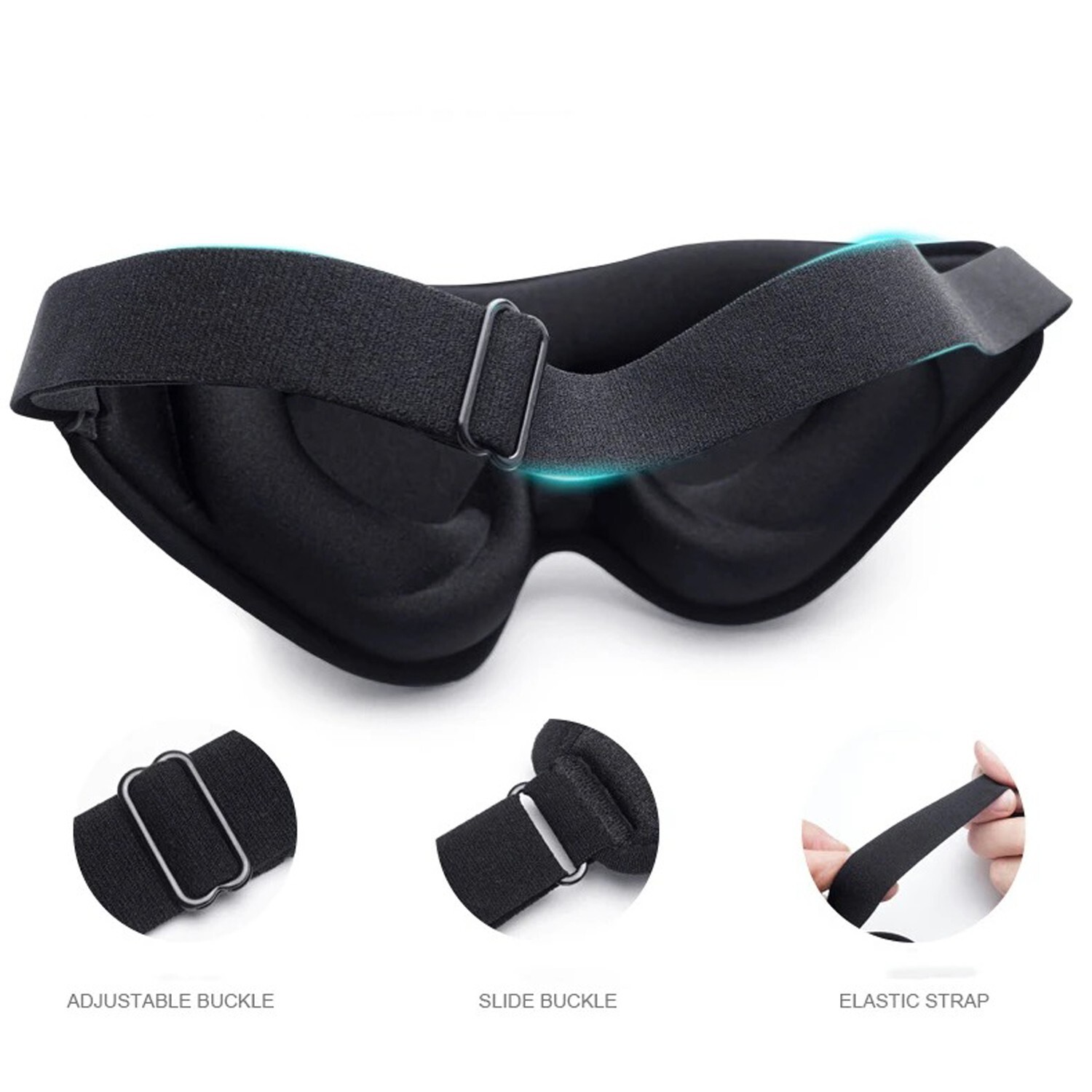 3D Black Sleep Mask For Men & Women Eye Mask Sleep Blindfold Travel Accessories
