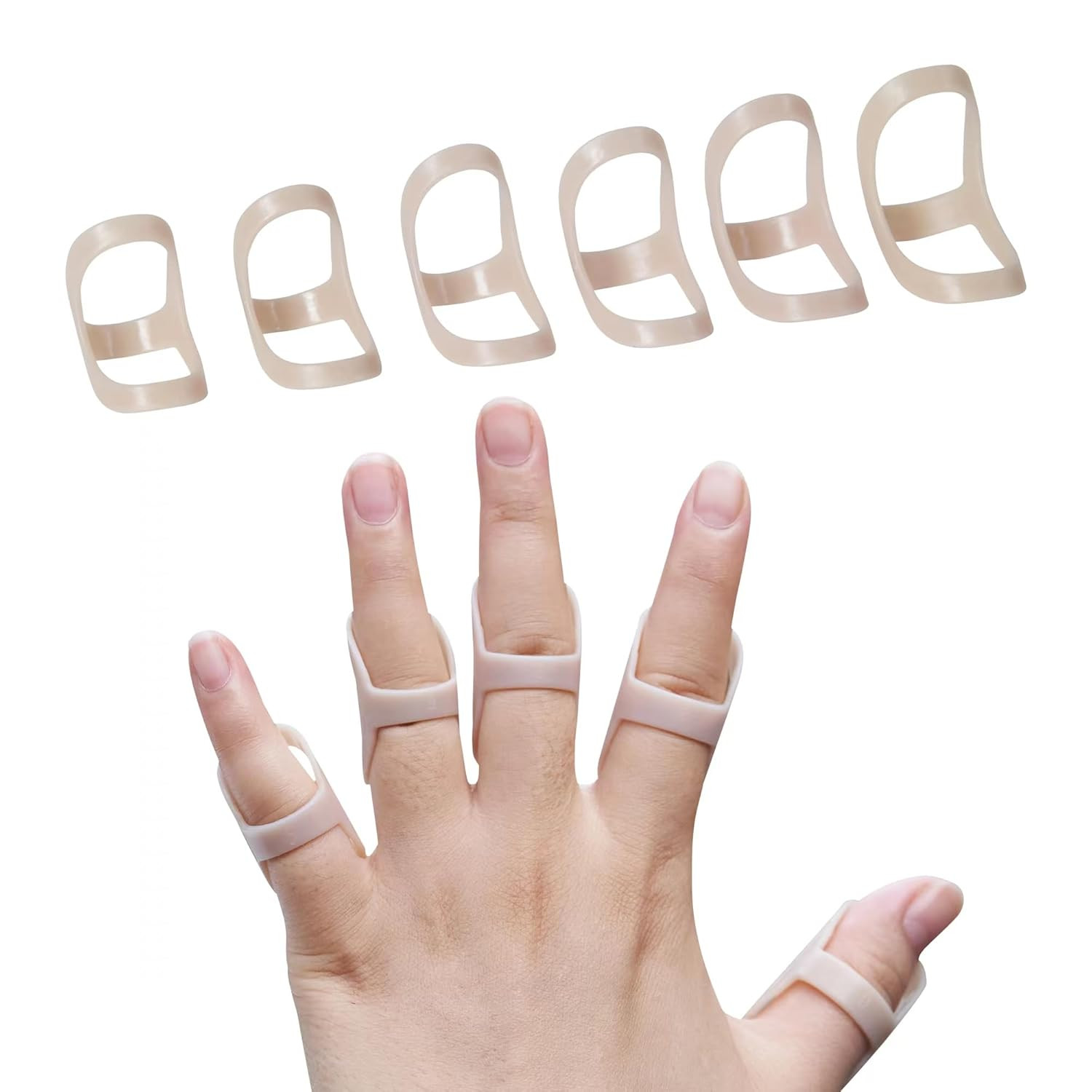 Soft Home 6 Pack Oval Finger Splints Waterproof Finger Splint for Arthritis, Tri