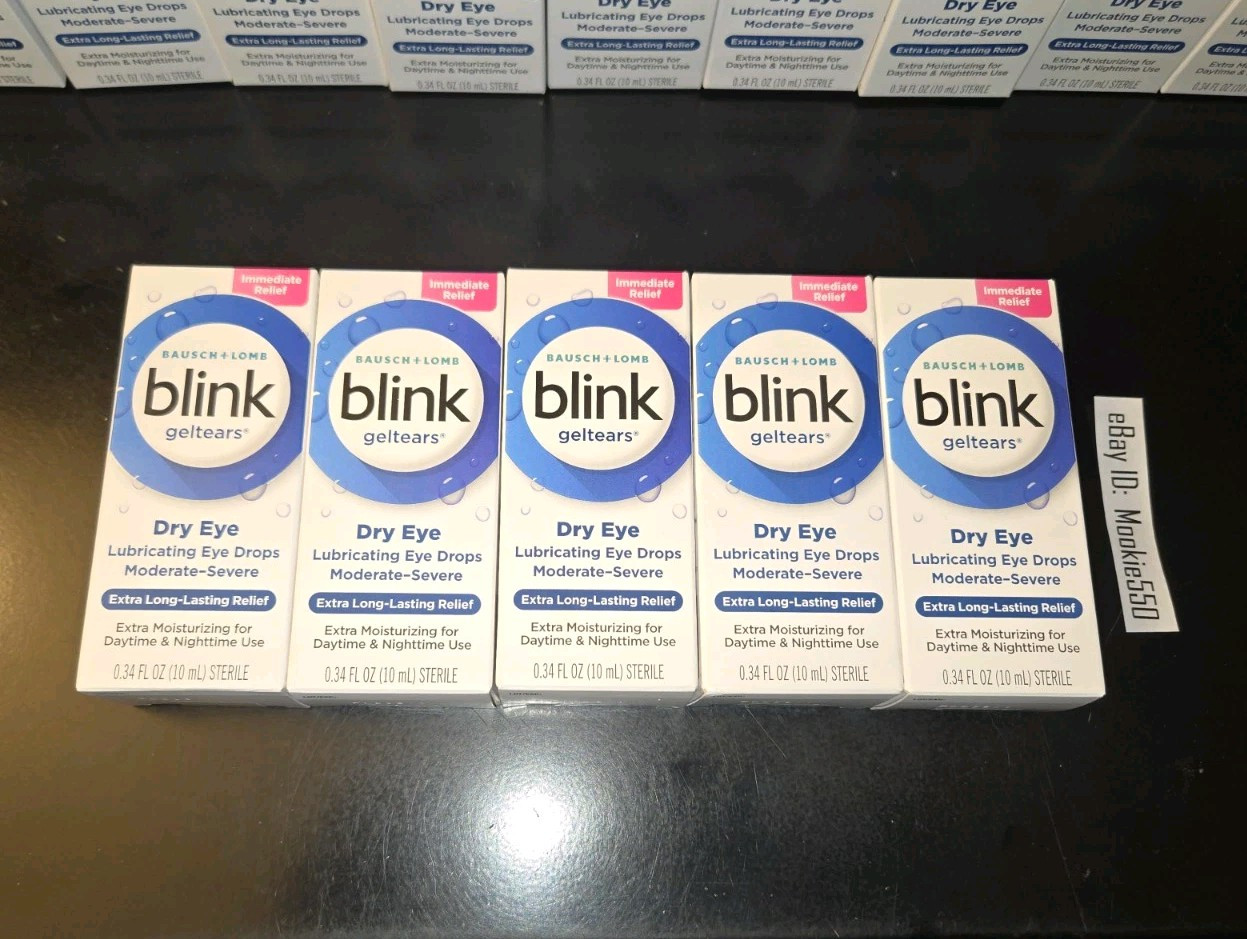 EXP 03/2026+! 5 Box Lot BLINK Gel Tears MODERATE SEVERE Eye Drops 0.34 OZ 10mL