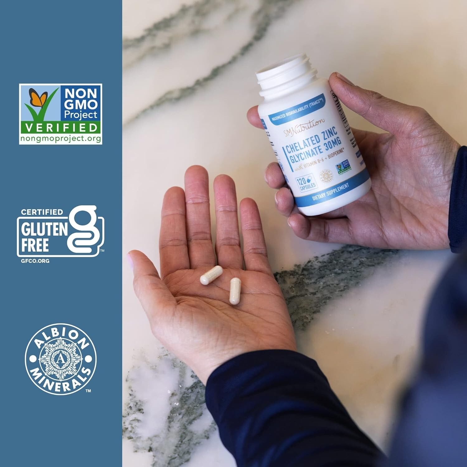 Chelated Zinc Supplements Zinc Glycinate 30mg Highly-Absorbable TRAACS, 120ct