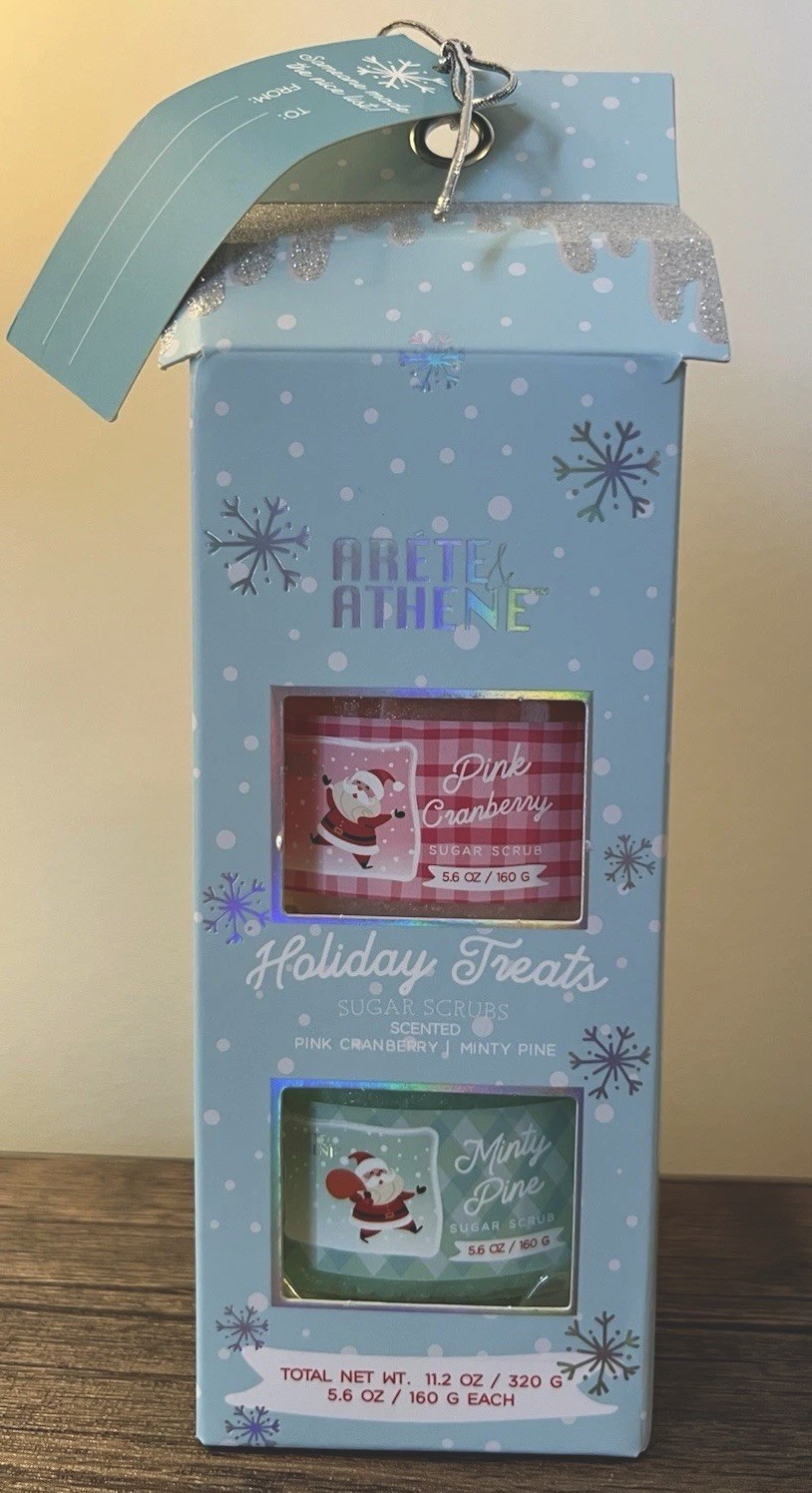 Holiday Treats Sugar Scrub Set Pink Cranberry & Minty Pine 11.2 oz