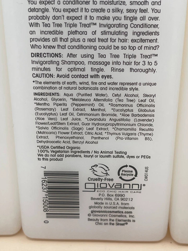 Giovanni Tea Tree Triple Treat Invigorating Conditioner 8.5 fl oz Liq – 3 Pack