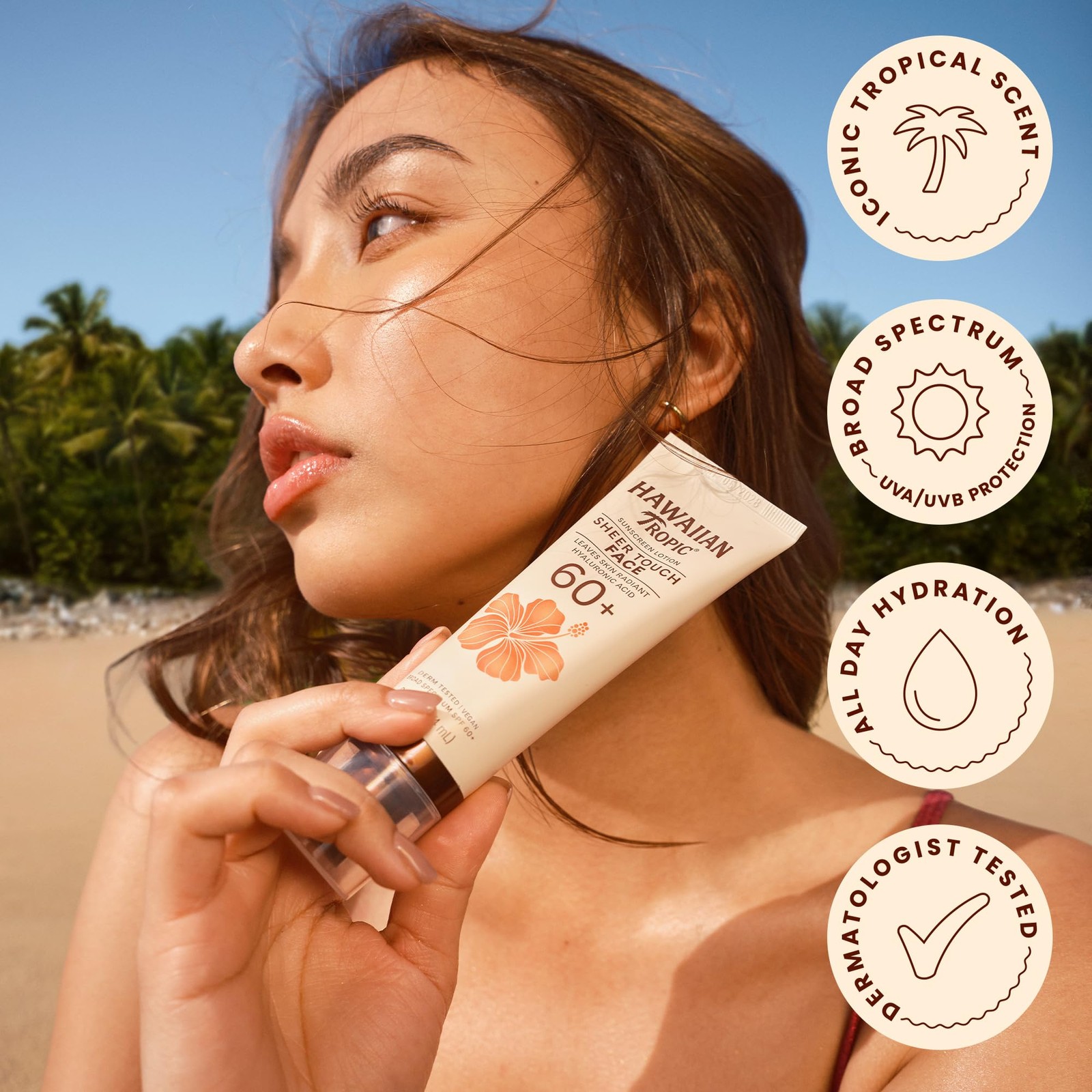Hawaiian Tropic Sheer Touch Face Sunscreen 2.5 Fl Oz (Pack of 1), White