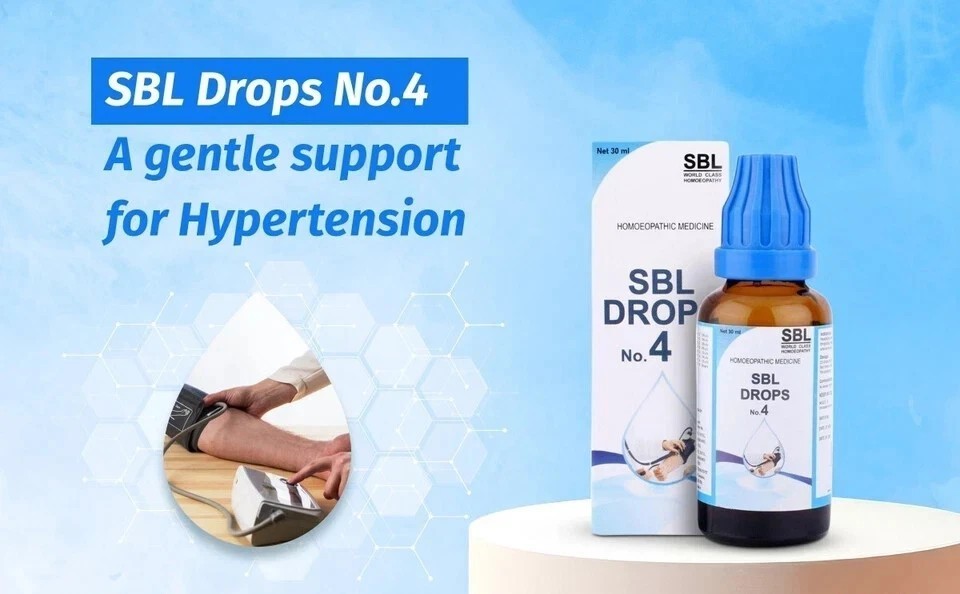SBL Drops No.4 for Hypertension & Blood Pressure Support | 30ml x 3 | Free Ship