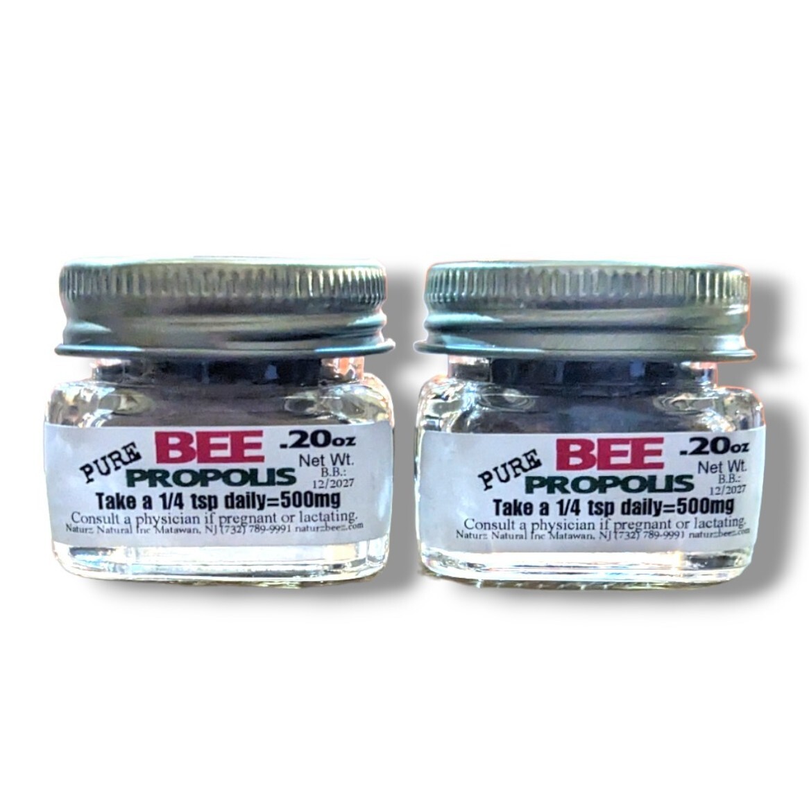 BEE PROPOLIS POWDER 0.20oz / 5.6g (2 Jars= 0.4oz) Travel Size PURE RAW PROPOLIS