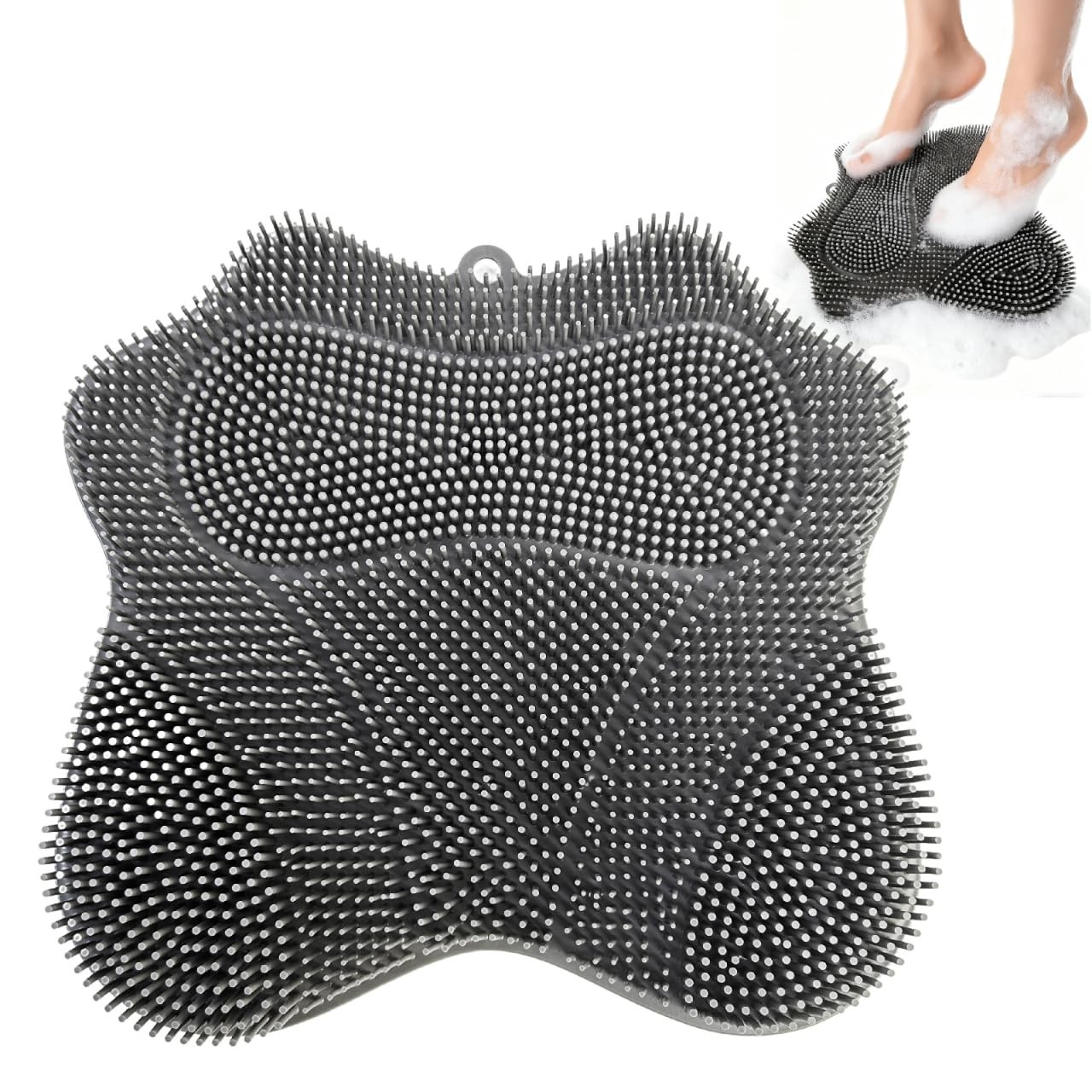 Shower Foot Scrubber Mat with Strong Suction Cups, Dual-Sided Silicone Shower…