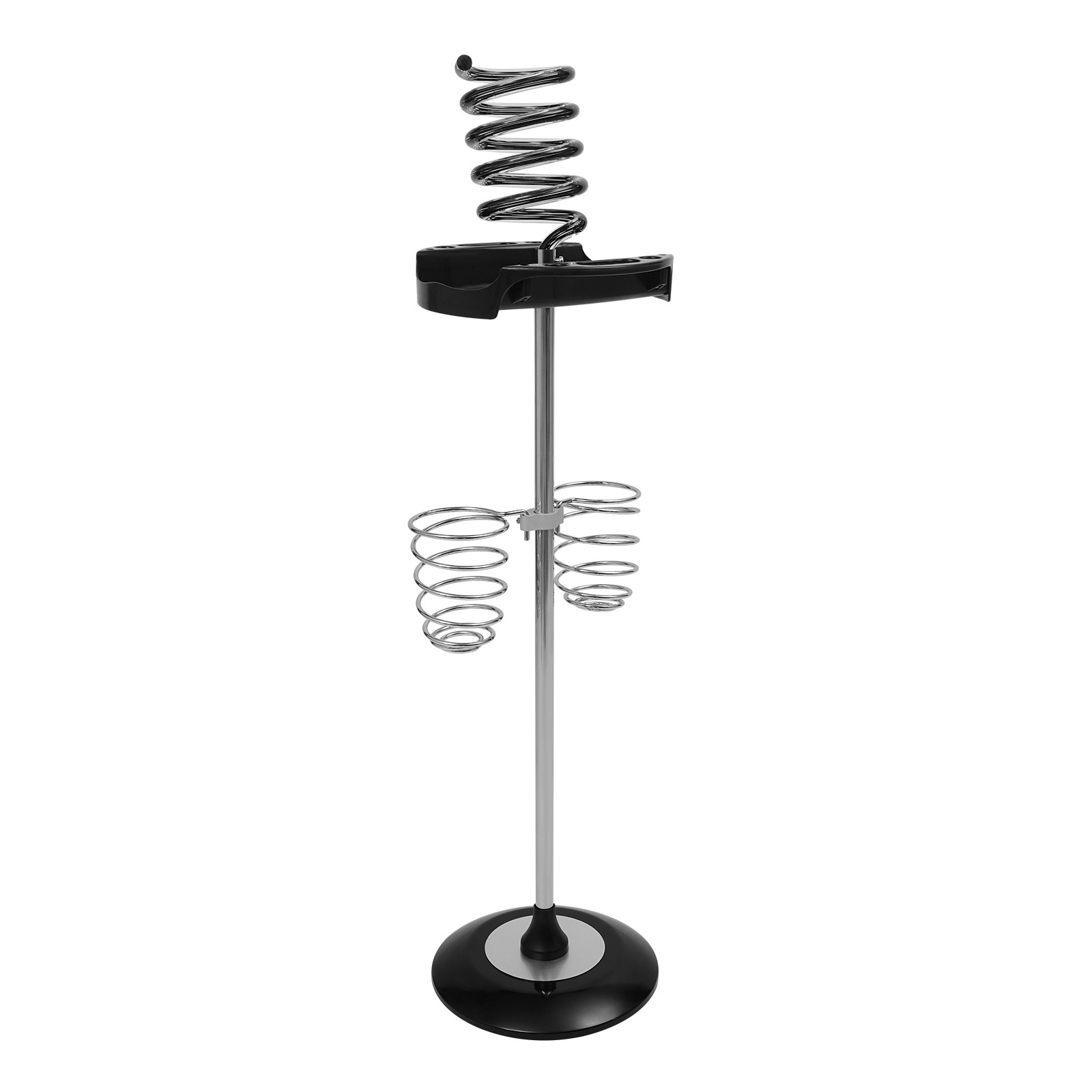 Hair Dryer Stand with Tray & Spiral Holders Freestanding Holder Hands-Free Black